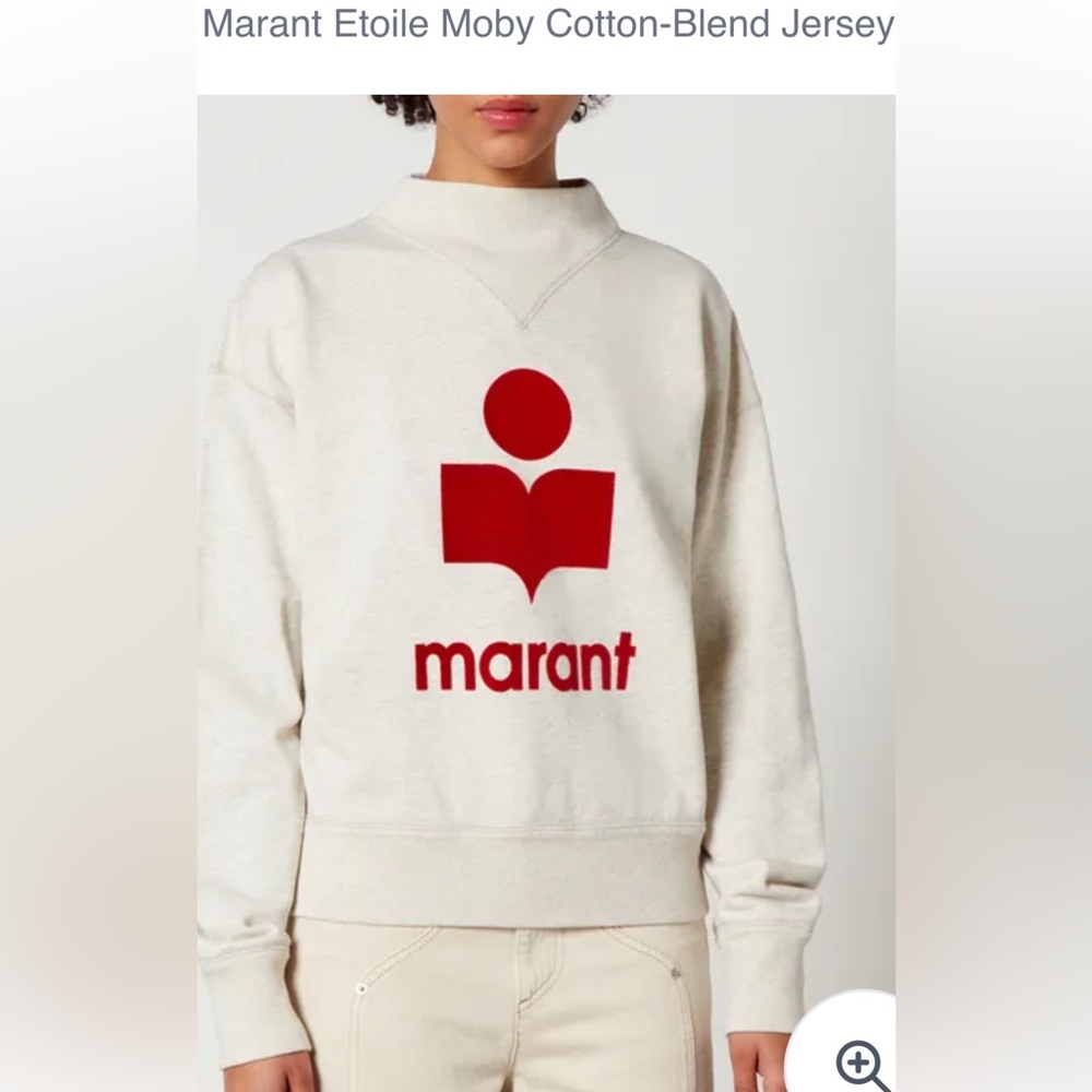 Designer Marant sweatshirt, ecru and burgundy. NWT. Size L.